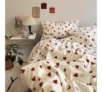 Generic Juego de ropa de cama de corazón rojo, juego de cama de corazón - nórdica para dormitorio | Lindo corazón de amor rojo juego de cama Juego de nórdica con sábanas y fundas de