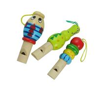 Generic Juego de Silbatos de Madera con Forma de Animal, 3 Piezas, Instrumentos Musicales Divertidos y Atractivos para Niños, Hechos de Madera Dura