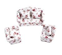 Generic Juego de Sofás para Casa de Muñecas a Escala 1:12, Marco de Madera Resistente, sofá Seccional en Miniatura para Casa de Muñecas, Sala de Estar, Patrones Florales, 4 Almohadas (Juego de sofás