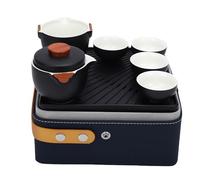 Generic Juego de té Gongfu, Juego de Tetera de Cerámica Portátil con Bolsa de Viaje, Juegos de té Asiáticos para Adultos Oficina en Casa Viajes y Regalos Al Aire Gratis