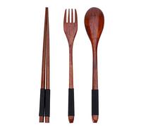 Generic Juego de Tenedor y Cuchara de Palillos de Madera, Vajilla Antideslizante Liviana para Cena Asiática, Juego de 3 Piezas para Familia, Hotel, Restaurante, Madera/como Imagen 8.9" 1.2" 9.1"