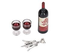 Generic Juego de Vino Tinto para Casa de Muñecas 1/12 para Niños y Amantes, Modelo de Juguete de Vino Tinto en Miniatura Bien Diseñado Hecho de Resina y Metal