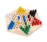 Generic Juego Educativo de Damas Chinas con 6 Clavijas de Colores, Juego de Mesa Clásico de Madera para Entrenamiento Lógico, Juguete de Unión Entre e Hijos para Entretenimiento Familiar, Madera