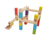 Generic Juguete de Construcción de Pista de Canicas de Madera para Niños, Juego Educativo Interactivo de Laberinto de Pista de Canicas Hecho de Madera de Pino, 30 Bloques y 6
