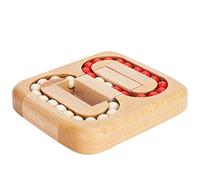 Generic Juguete de Madera con Bola Plana, Rompecabezas Educativo para el Desarrollo del Cerebro, Apto para Todas Las Edades, Hecho de Madera de Haya, 11,3 X 12,5 X 2 Cm