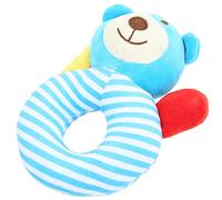Generic Juguete de Peluche con Campana de Mano para Bebés, Sonajero de Pollito a Rayas Amarillas de Algodón Suave, Divertido (Un oso rayado azul)