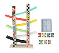 Generic Juguete de Rampa de Coche de Madera, Juguete de Pista de Carreras de 6 Rampas para Niños Pequeños con Estacionamiento, Diseño de Colores Brillantes para Mejorar la Coordinación