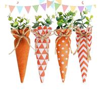 Generic Juguete de Zanahoria de Tela Artificial, 4x Vegetales Falsos de Fieltro Falshouse Holiday - Juguete de Zanahoria de Peluche Rústico Falso para Cestas de Primavera y Bandeja de Pascua