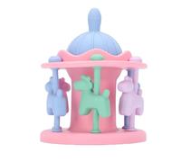 Generic Juguete Sonajero Mordedor de Silicona Seguro para Masticación y Estimulación Infantil, Diseño en Forma de Carrusel para Percepción Visual, Sonajero Multicolor, 1 ud.
