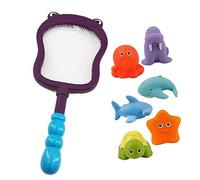 Generic Juguetes de Dierbad, BB Squeawer Spray Spray Divertida Divertida Juguetes de Bañera de Animales para Niños para el Baño (Hippo Fishing Net con 6 Animales)