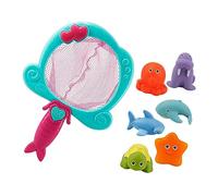 Generic Juguetes de Dierbad, BB Squeawer Spray Spray Divertida Divertida Juguetes de Bañera de Animales para Niños para el Baño (Red de Pesca Azul con 6 Animales)