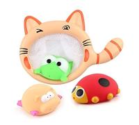 Generic Juguetes de Dierbad, BB Squeawer Spray Spray Divertida Divertida Juguetes de Bañera de Animales para Niños para el Baño (Red de Pesca de Gato con 3 Animales)