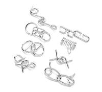 Generic Juguetes de Inteligencia, Bloqueo de Inteligencia Lock Toy Brain Teaser Juguete 8pcs Acertijos de Acero Inoxidable Enlaces Entrelazados para Ancianos Adultos