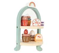 Generic Juguetes de Madera para el té de la Tarde, Torre de Pastelería y Pastelería de Dos Niveles para una Interacción Creativa Entre e Hijos, 25,5 X 19,7 X 19,7 Cm