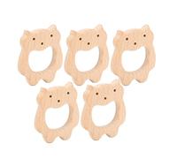 Generic Juguetes Mordedores de Madera de Haya Natural, Duraderos, 5 uds., Alivio para la Dentición del bebé, Suave, Seguro, No Tóxico (Osa)
