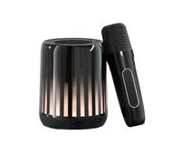 Generic Karaoke inalámbrico Bluetooth altavoz subwoofer hogar KTV micrófono K canción un micrófono reducción de ruido de sonido HIFI luces de color doble micrófono dueto (altavoz vertical (1 micrófono