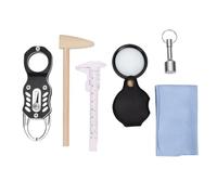 Generic Kit Completo de Probador de de Monedas de Oro y Plata con Martillo de Madera y Lupa para Pruebas de Resonancia Análisis de Condición en un Estuche Rígido Resistente