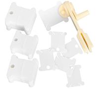 Generic Kit de 120 Tableros de Bobinado para Punto de Cruz, Enrolladores de Hilo con Manivela, Organizador de Hilo de Bordar Resistente para Manualidades, Blanco Lechoso, 7,2 X 9,8 X 4 Cm