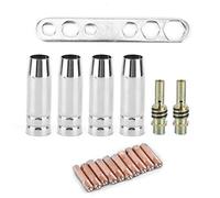 Generic Kit de Boquilla de Soplete de Soldadura, Soporte de Puntas de Contacto Duradero de 0,8mm para Binzel 15AK, Herramienta Eficiente para Soldador, Latón Plateado, 17 Unids/set