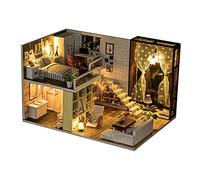 Generic Kit de Casa de Muñecas en Miniatura para Manualidades en Madera, Juguete de Casa de Muñecas No Tóxico, Regalo con Bonitos Detalles, Ideal para Descubrir Nuevas Posibilidades 10,6 X 7,7 X 6,5
