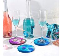 Generic Kit de Moldes para Posavasos Redondos de Fácil Liberación, Molde de Resina de Posavasos de Silicona Suave, 5 Piezas para Expresión Artística