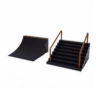Generic Kit de Patín con Diapasón, Juego de Mini Rampa para Desarrollo de Habilidades, Plástico Negro, 2 Piezas, Tamaño 5,71x3,03x5,91 Pulgadas