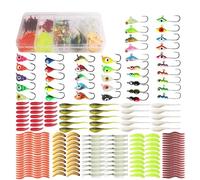 Generic Kit de Plantillas de Pesca en Hielo, 160 Uds., para Walleye Crappie, Panfish, Perca, Trucha, Bluegill, Northern Pike, Señuelos de Pesca de Invierno, Cebos Blandos, Juego de Iniciación (180