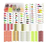 Generic Kit de Plantillas de Pesca en Hielo, 160 Uds., para Walleye Crappie, Panfish, Perca, Trucha, Bluegill, Northern Pike, Señuelos de Pesca de Invierno, Cebos Blandos, Juego de Iniciación (190