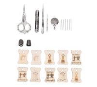 Generic Kit de Tijeras de Bordar Vintage, Herramientas de Costura de Estilo Europeo con Cortador de Hilo, Estuche para Agujas de Coser, Dedal, Enhebrador, Tabla de Bobinado, para Manualidades,