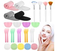 Generic Kit de tratamiento facial: cuencos, espátulas, cepillos, diademas, esponjas, 37 piezas