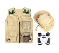 Generic Kits de Aventura Al Aire Libre: Binoculares, Chaleco, Sombrero, Disfraz de Jardín para Niños, Paleontólogo