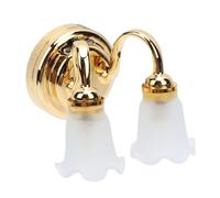 Generic Lámpara de Tulipanes para Casa de Muñecas a Escala 1:12, Elegante Mini Lámpara de Escritorio Alimentada por Batería, Luz LED Cálida (2 Tulipanes)