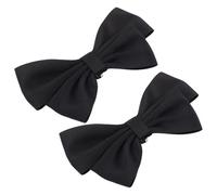 Generic Lazo negro zapatos clips cinta desmontable zapatos hebilla boda novia zapato hebilla encanto zapatos decoración para bricolaje, 10.5X6CM, Acero inoxidable, tela, acero inoxidable