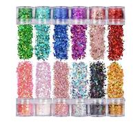 Generic Lentejuelas para Uñas con Purpurina, Copos Finos en Forma de Estrella y Hexagonal de 12 Colores para Arte Facial y Corporal, Material PET Seguro, Ideal para Fiestas Temáticas
