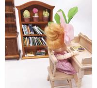 Generic Librería en Miniatura para Casa de Muñecas 1:12, Muebles de Madera, Decoración Elegante para Sala de Estar, Estudio, 15,5x9,4x2,8 Cm