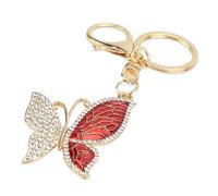 Generic Lindo Llavero de Diamantes de Imitación, Cadena de Llave Portátil para Niñas con Diseño de Colgante de Bolsos Livianos, Varias Ocasiones Ideales (Rojo)