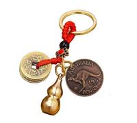 Generic Llavero de lujo de buena suerte con monedas de canguro de Australia de 1954; llavero de moneda de arte para parejas, llavero de la suerte para bendición de riqueza y éxito; regalos de aliento