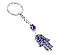 Generic Llavero Metalico con Colgante Ojo Turco y Mano Hamsa con Cristales para Decoración de Bolso y Protección contra Mala Suerte