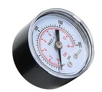 Generic Manómetro Mecánico con Caja de Metal, Conexión Trasera BSPT de 1/8 Pulgadas, Pantalla Numérica Transparente para Aire, Aceite y Agua (0-200 psi, 0-14 bares)