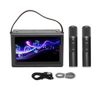 Generic Máquina de Karaoke, de Karaoke Portátil WiFi 5.4 con 2 Micrófonos Inalámbricos y Pantalla de Letras de 8 Pulgadas para Reuniones Familiares y Actividades Al Aire Libre