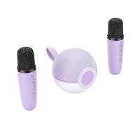 Generic Máquina de Karaoke Portátil Recargable Altavoz Bluetooth con Luces de Colores y 2 Micrófonos Inalámbricos para Fiestas en Casa Material ABS (Purple)