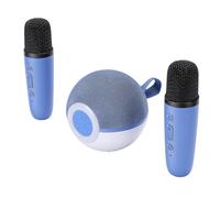 Generic Máquina de Karaoke Portátil Recargable con Luces de Colores, Micrófonos Inalámbricos Duales para Entretenimiento en el Hogar (Blue)