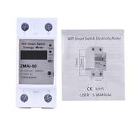 Generic Medidor de Electricidad Wifi con Monitoreo en Tiempo Real 100A 60Hz Medidor de Energía Monofásico de Riel DIN Compatible con Ty Smartlife Home Control de Voz 30 Modos de Tiempo 0.1% de