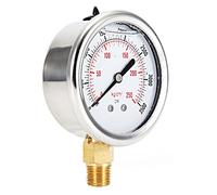 Generic Medidor de Presión de, Medidor de Presión Lleno de Líquido de Acero Inoxidable de 0 a 3500 PSI con Conector Macho de Latón 1 4 NPT, Esfera de 55 Mm para Sistemas Hidráulicos, Motores Turbo,