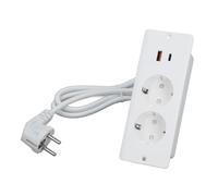 Generic Mercados Ahuecados Compactos USB C USB del Zócalo 2 un Material de la PC del Zócalo de Poder de los Muebles de la Tira del Poder del Puerto (White)