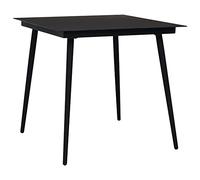Generic Mesa de comedor de metal, mesa de comedor negra, Mesa de comedor de acero - Diseño moderno con marco de acero macizo, Mesa de vidrio, Mesa de comedor de jardín resistente a la intemperie Negro
