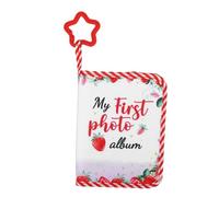 Generic Mi Primer álbum de Fotos, Libro de Fotos de Tela Suave para bebé con Espejo Seguro para 17 de 4 X 6 Pulgadas, Patrón de Fresa para Recién Nacidos