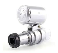 Generic Microscopio de Bolsillo 60X, Luz LED UV, Mini Lupa de Mano para Inspección de Joyas, Bolsa Portátil de Cuero PU