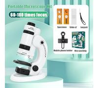 Generic Microscopio de Luz LED Educativo para Niños, Juguete con Aumento de 60-180X para Experimentos y Descubrimientos Científicos, Adecuado para Niños de 6 Años en Adelante, Plástico Negro