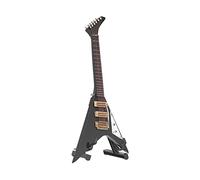 Generic Mini Guitarra Modelo Decoración para Amantes de la Música, Exquisito Mini Instrumento Negro para Estante del Hogar, Hemu y Plástico, 1 Unidad